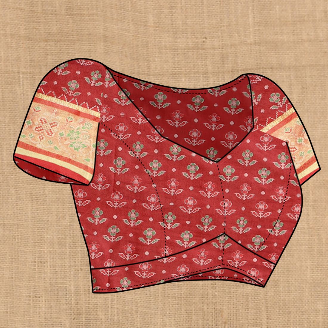 Blue & Maroon Color Women's Soft Patola Silk meenakari weawing motifs with Rich Zari Pallu and contrast border with Tessels.