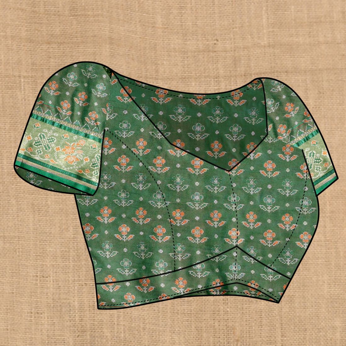 Pink & Green Color Women's Soft Patola Silk meenakari weawing motifs with Rich Zari Pallu and contrast border with Tessels.