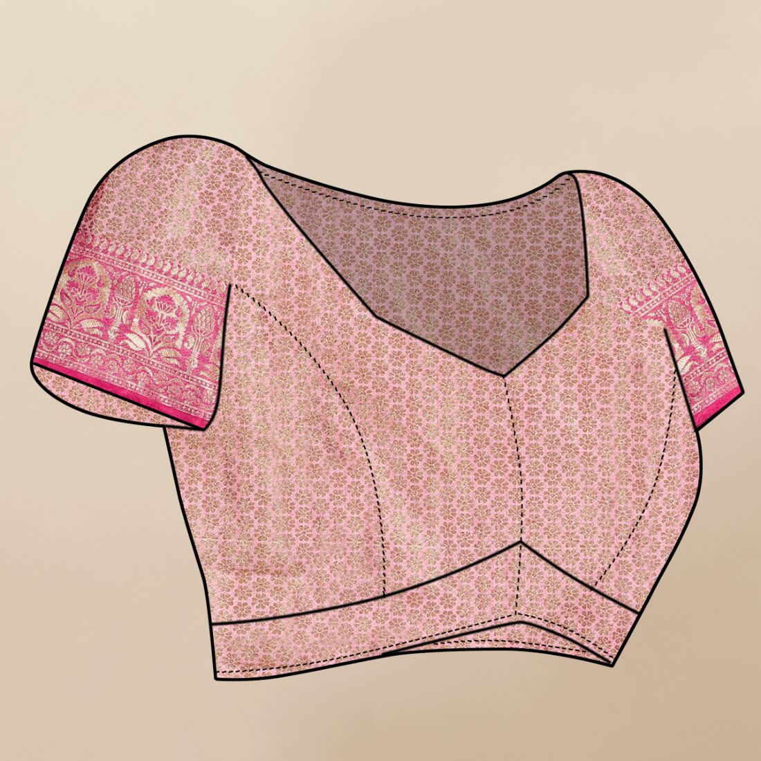 Pink Color Soft katan silk saree with copper zari weawing design and Rich Zari weawing Pallu with Unstiched Blouse piece.