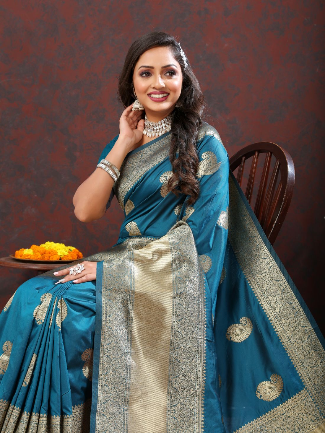 Aqua Blue Color Exclusive Soft Silk Zari Woven Work With Rich Pallu and Contrast Border With Tessels Women's Saree with Unstiched Blouse Pieces.