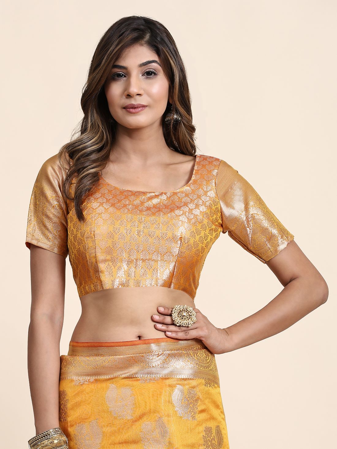 Mustered Color Women’s Zari Woven Designer Soft Organza Silk Saree and Rich Pallu Weawing Unstitched Blouse With Blouse Piece.