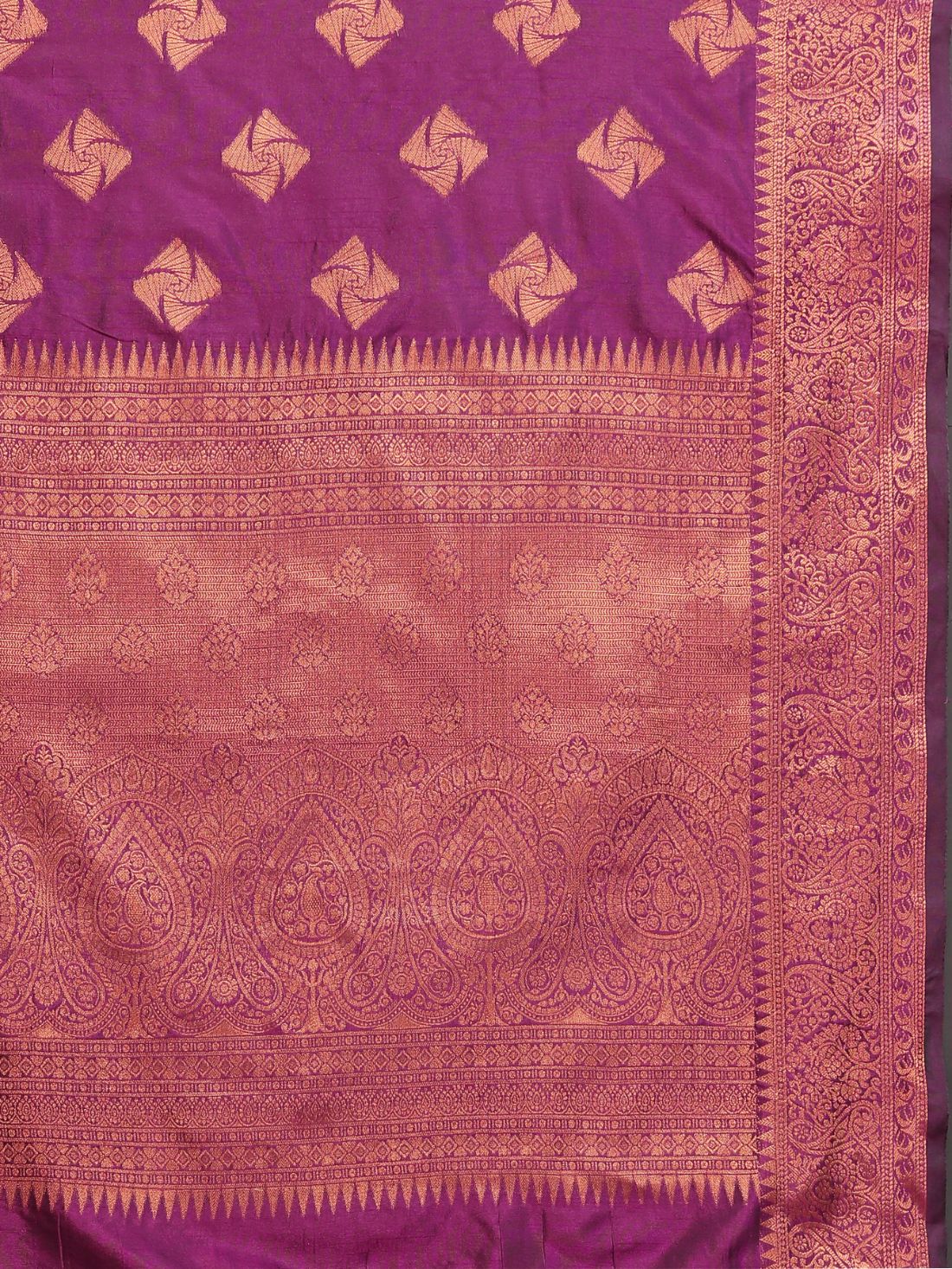 Purple Color Soft katan silk saree with copper zari weawing design and Rich Zari weawing Pallu with Unstiched Blouse piece