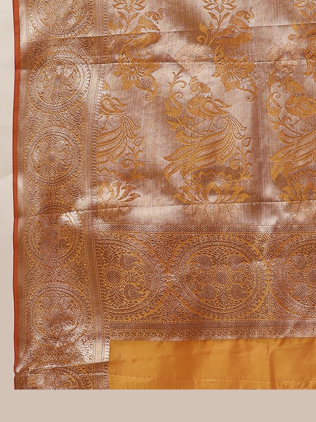 Mustered Color Women’s Zari Woven Designer Soft Organza Silk Saree and Rich Pallu Weawing Unstitched Blouse With Blouse Piece.