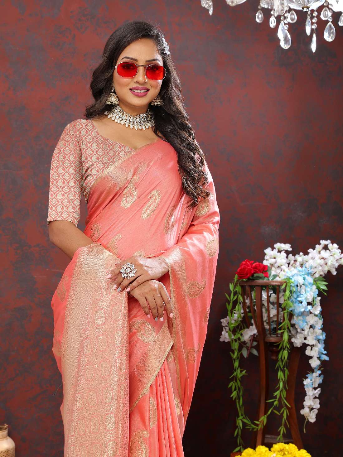 Orange Soft Cotton Silk Saree With Zari Weawing Design And Rich Zari Weawing Pallu With Contrast Border & Tessels Attach In Pallu With Unstiched Blouse Pieces.
