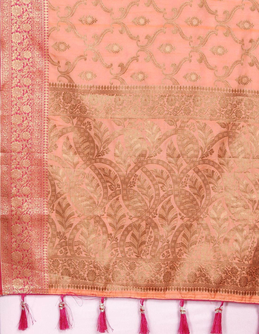 Orange Color Soft katan silk saree with copper zari weawing design and Rich Zari weawing Pallu with Unstiched Blouse piece.