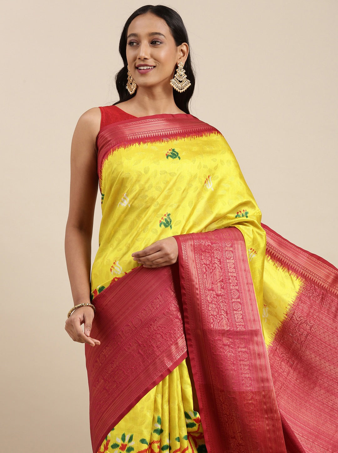 Soft Kanjivaram Silk Saree with Kalamkari Design