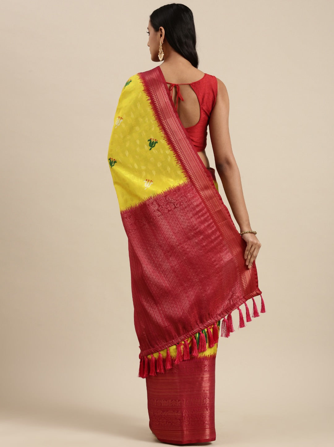 Soft Kanjivaram Silk Saree with Kalamkari Design