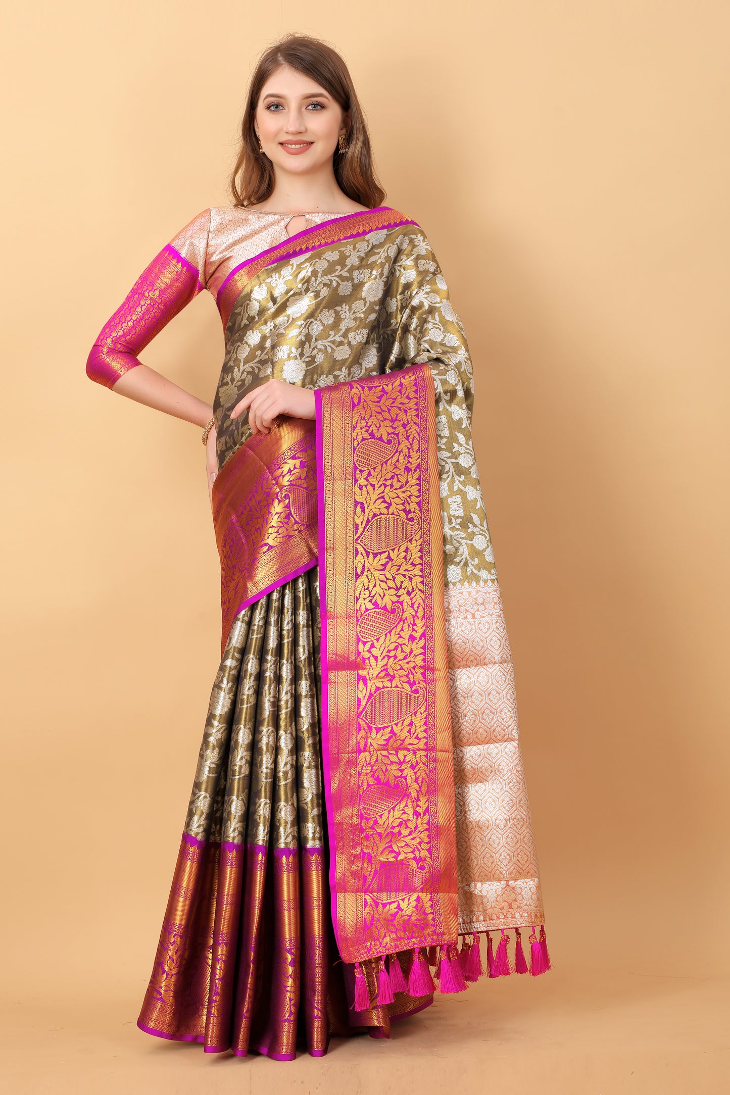 Soft Kanjivaram Silk Saree with Rich Jacquard Jari Work