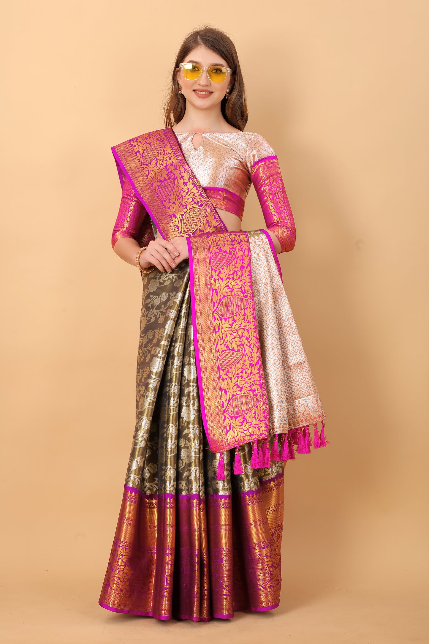 Soft Kanjivaram Silk Saree with Rich Jacquard Jari Work