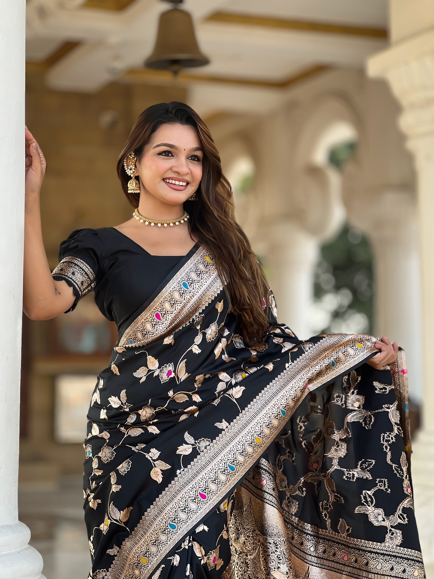 Black Color Women's Fancy Designer Saree