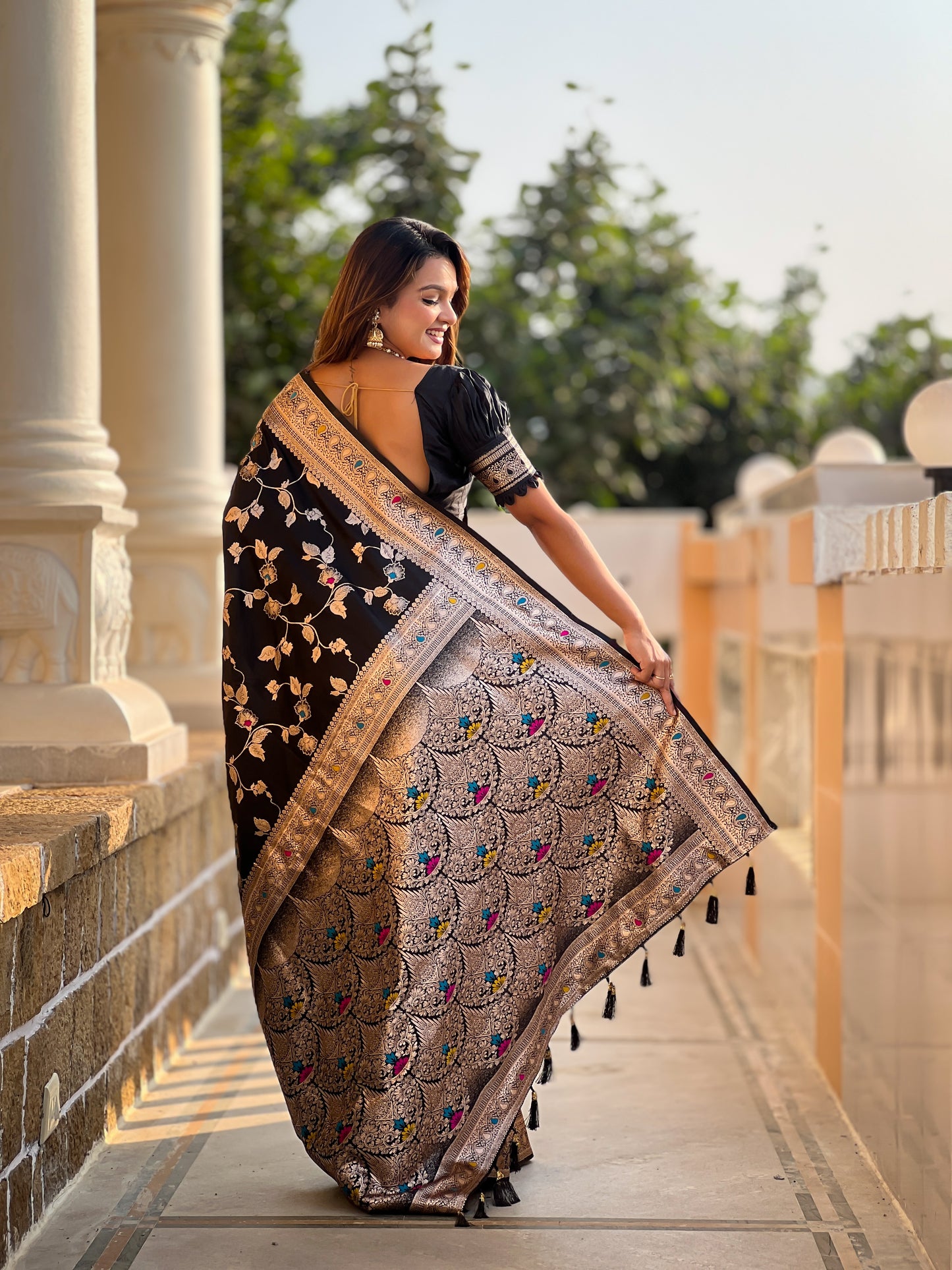 Black Color Women's Fancy Designer Saree