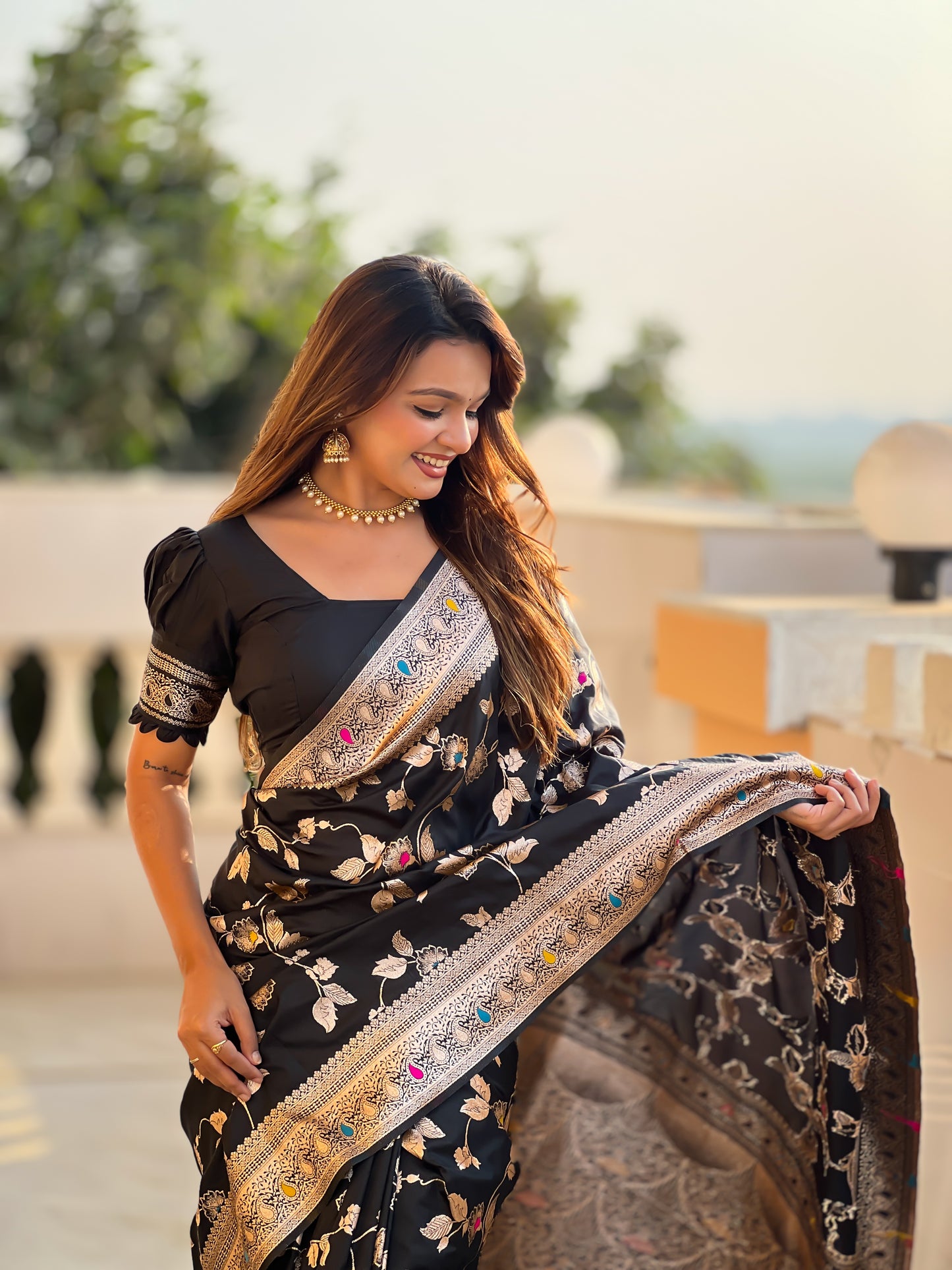 Black Color Women's Fancy Designer Saree