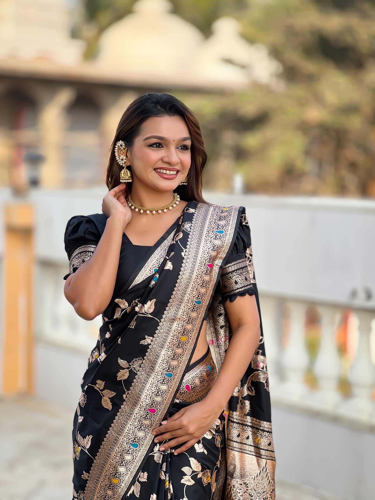 Black Color Women's Fancy Designer Saree