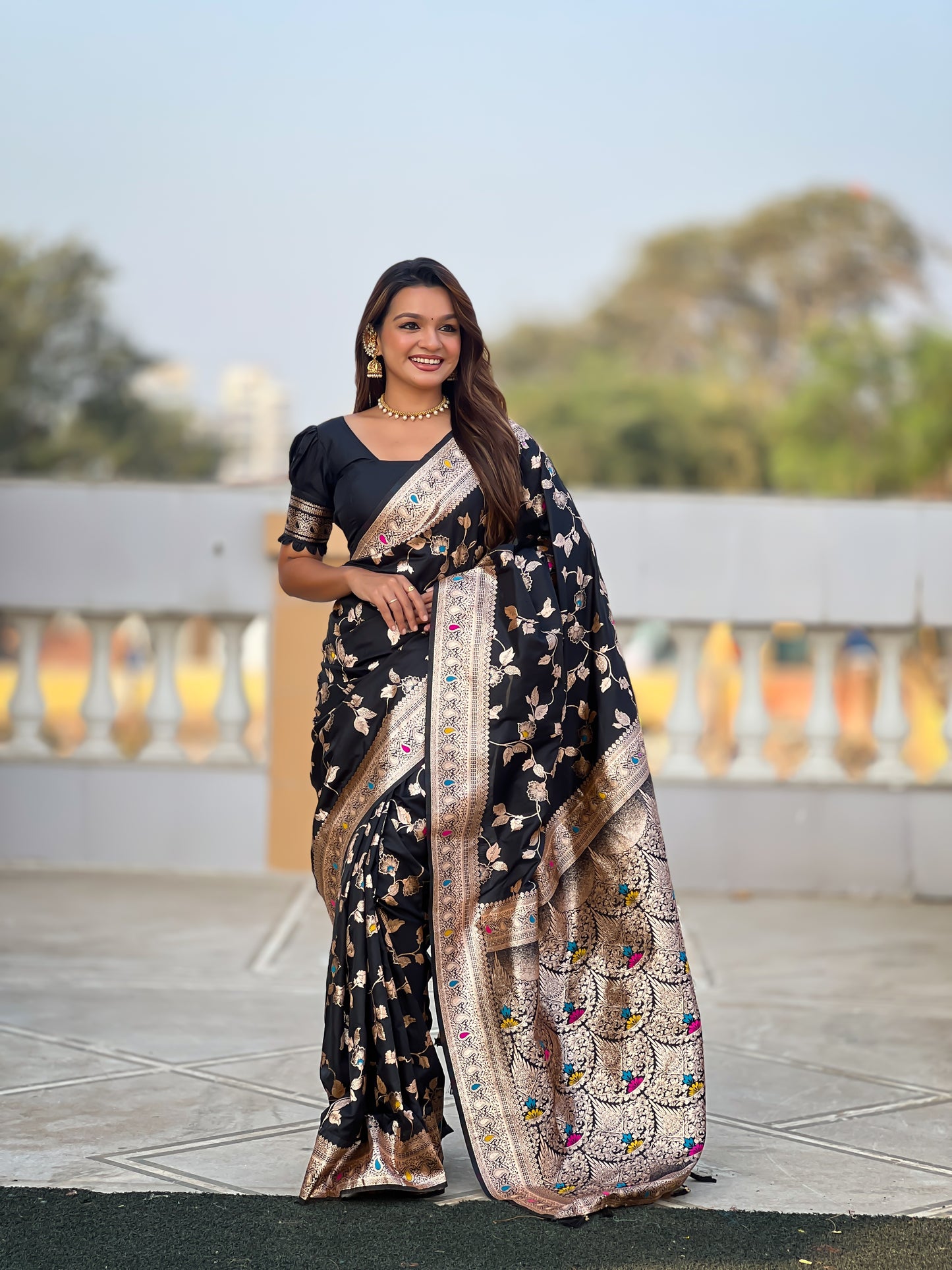 Black Color Women's Fancy Designer Saree