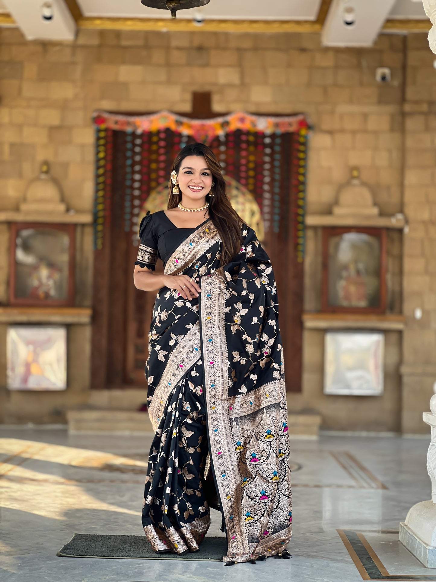 Black Color Women's Fancy Designer Saree
