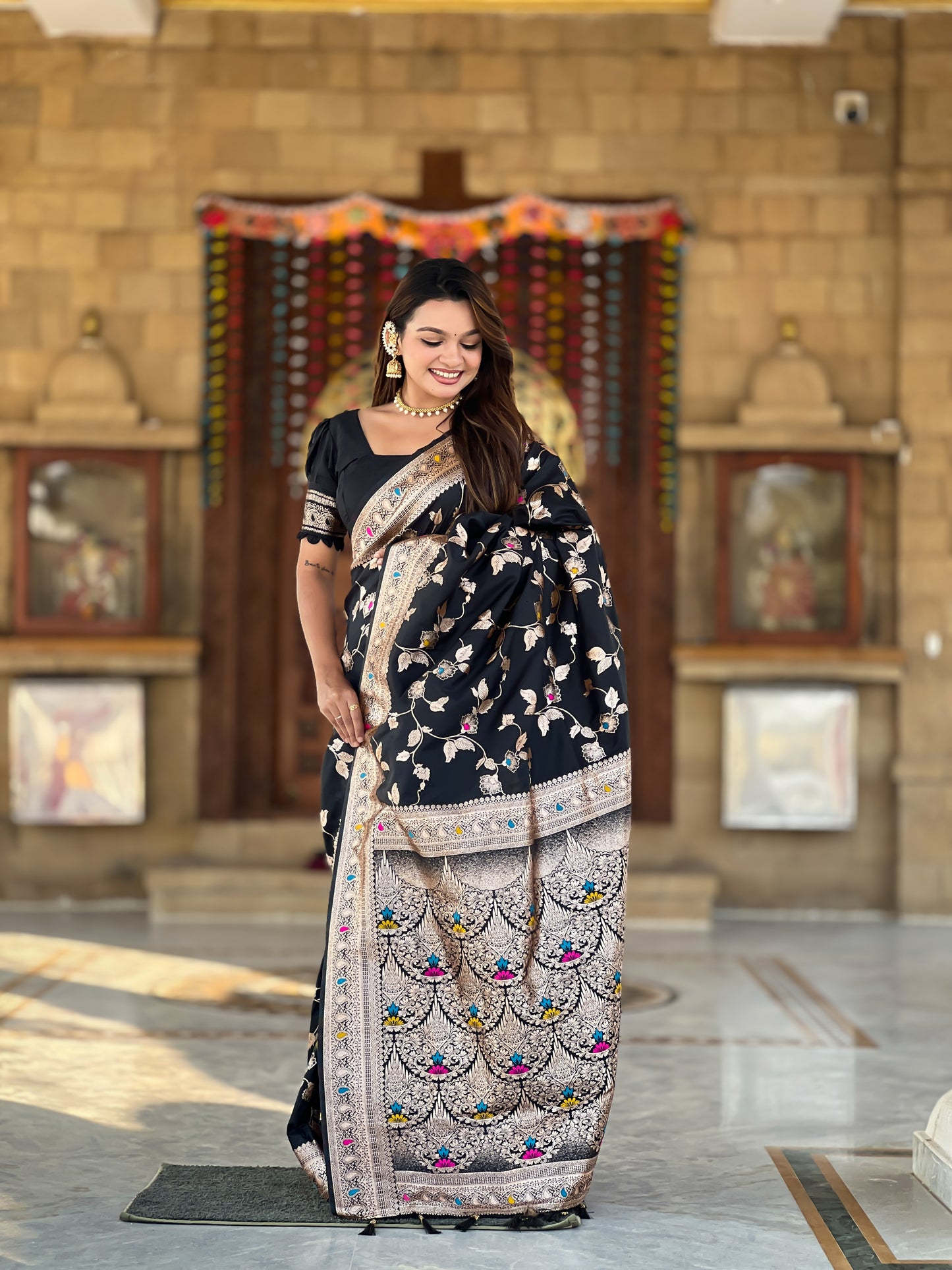Black Color Women's Fancy Designer Saree
