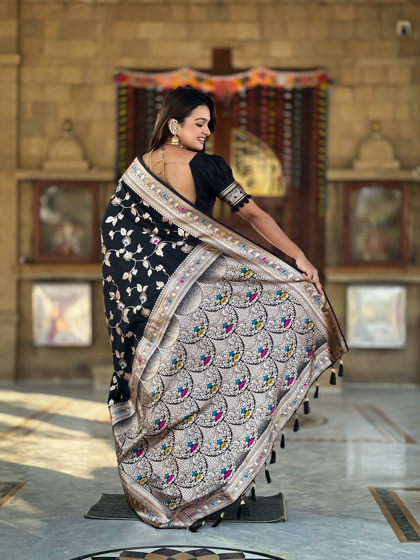 Black Color Women's Fancy Designer Saree