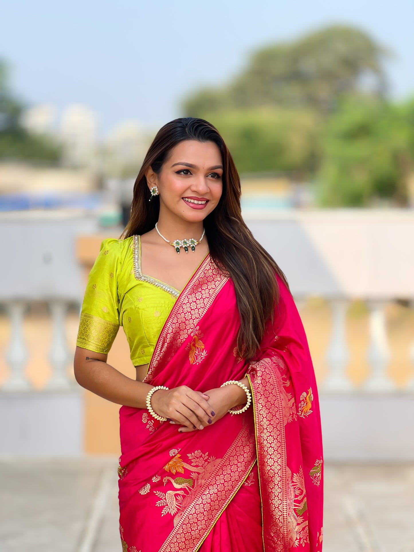 Red Color Pure viscose Dolla Silk Saree With Heavy Minakari Weaving Design All Over The Saree
