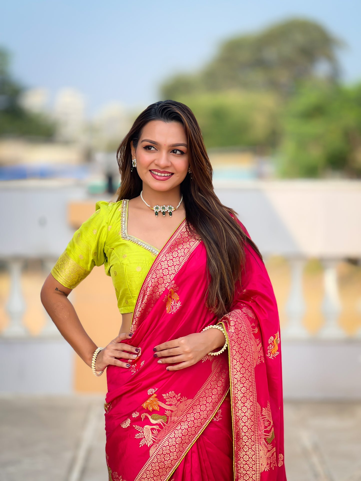 Red Color Pure viscose Dolla Silk Saree With Heavy Minakari Weaving Design All Over The Saree