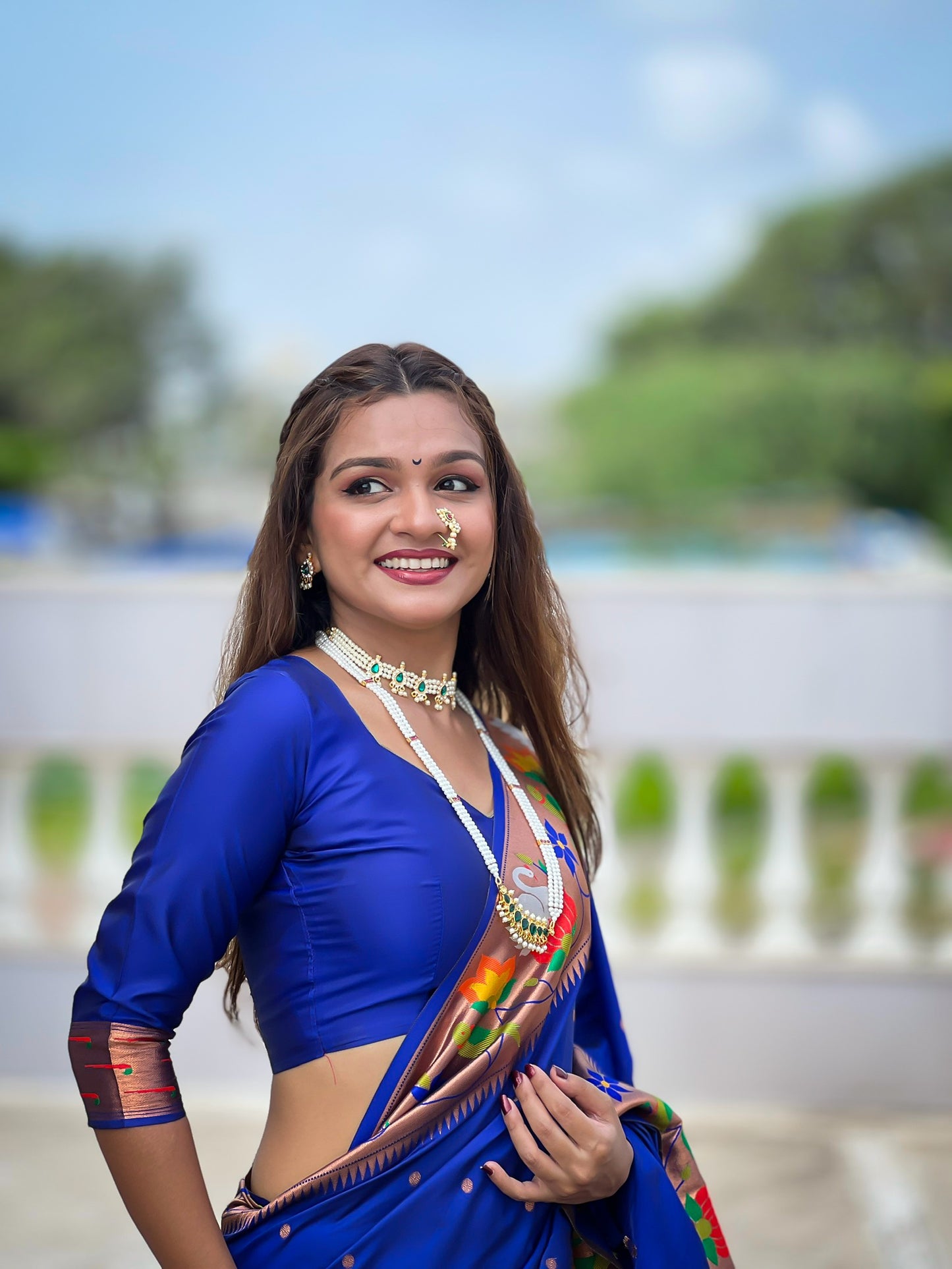 Royal Blue Woven Design Paithani Silk Saree