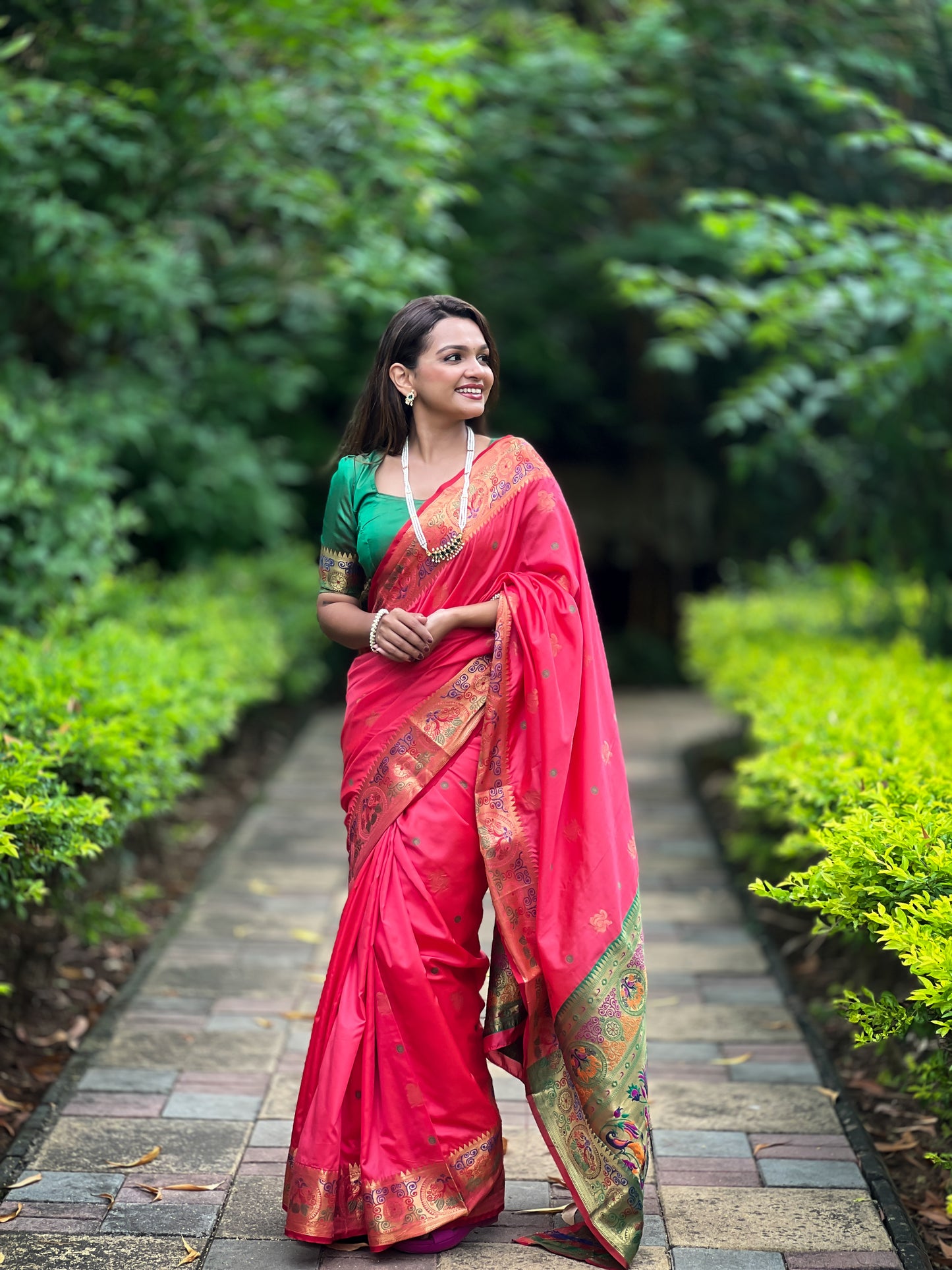 Soft Pethani Silk Saree With Minakari Weaving Design And Minakari Weaving Rich Pallu With Turning Peacock Border