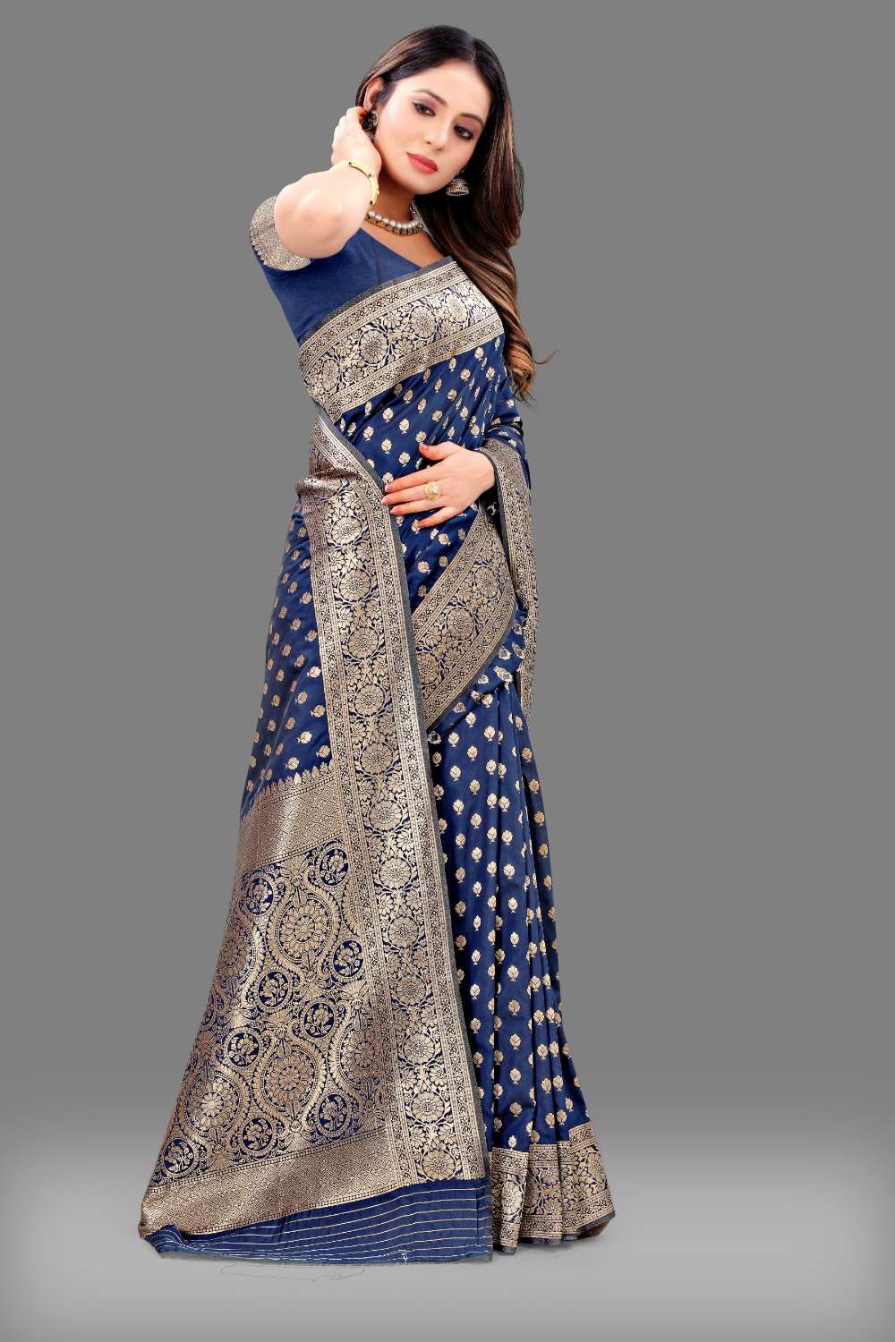 Women's Soft Lichi Silk Saree with Golden Zari Woven and Beautiful Rich Pallu Design & Jacquard Work Saree With Unstiched Blouse Piece.