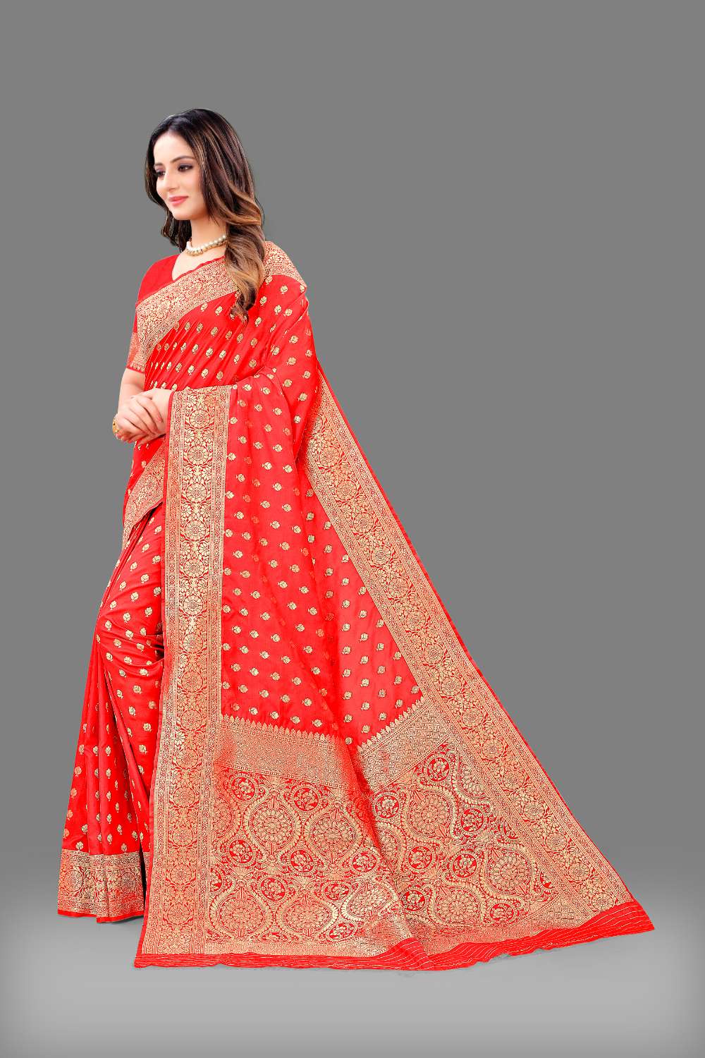 Women's Soft Lichi Silk Saree with Golden Zari Woven and Beautiful Rich Pallu Design & Jacquard Work Saree With Unstiched Blouse Piece.