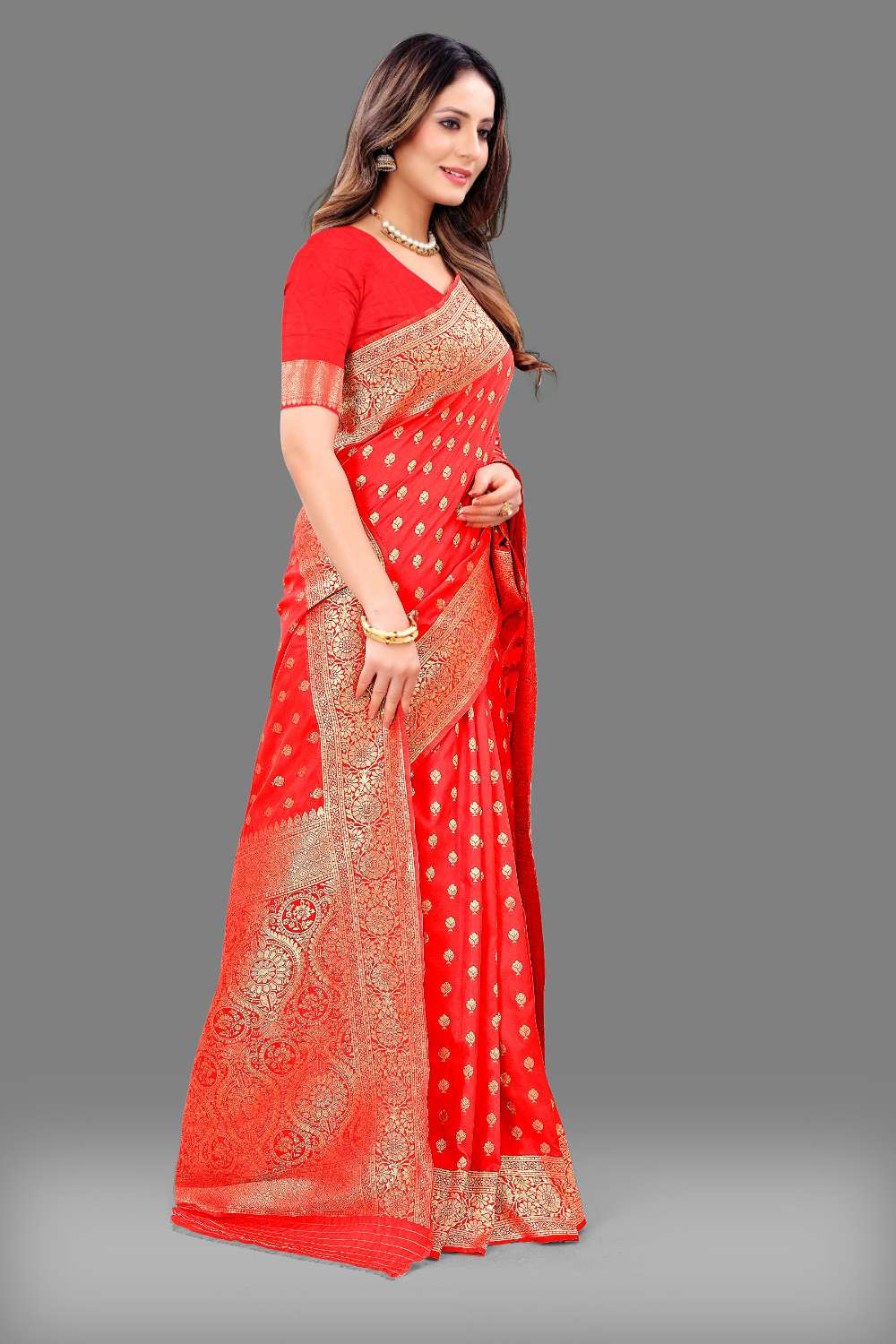 Women's Soft Lichi Silk Saree with Golden Zari Woven and Beautiful Rich Pallu Design & Jacquard Work Saree With Unstiched Blouse Piece.