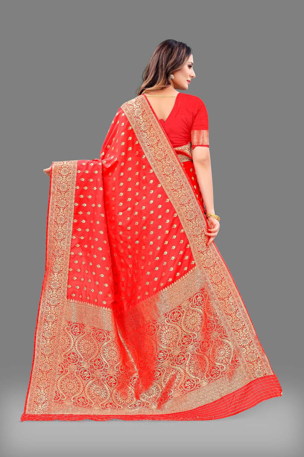 Women's Soft Lichi Silk Saree with Golden Zari Woven and Beautiful Rich Pallu Design & Jacquard Work Saree With Unstiched Blouse Piece.