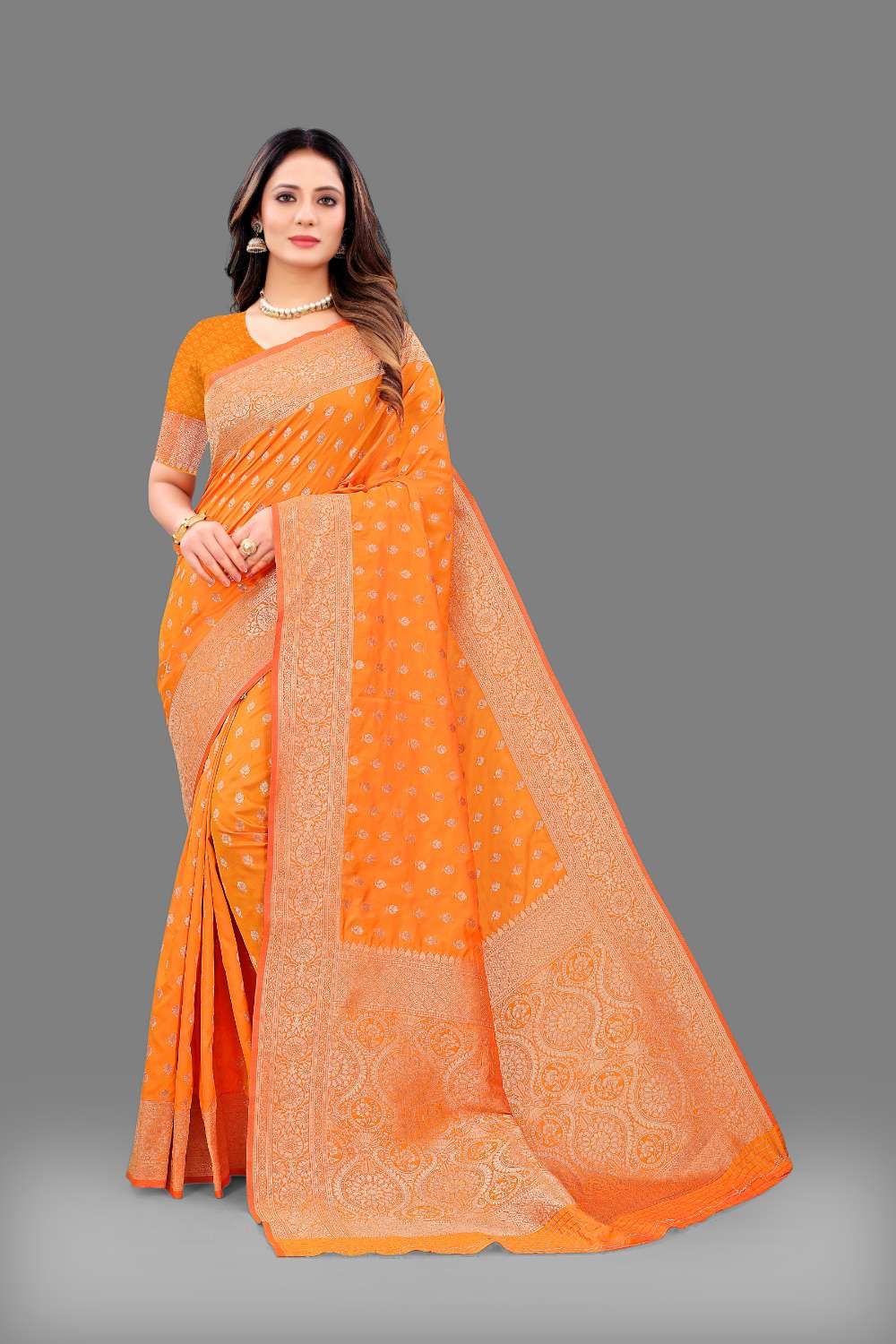 Women's Soft Lichi Silk Saree with Golden Zari Woven and Beautiful Rich Pallu Design & Jacquard Work Saree With Unstiched Blouse Piece.