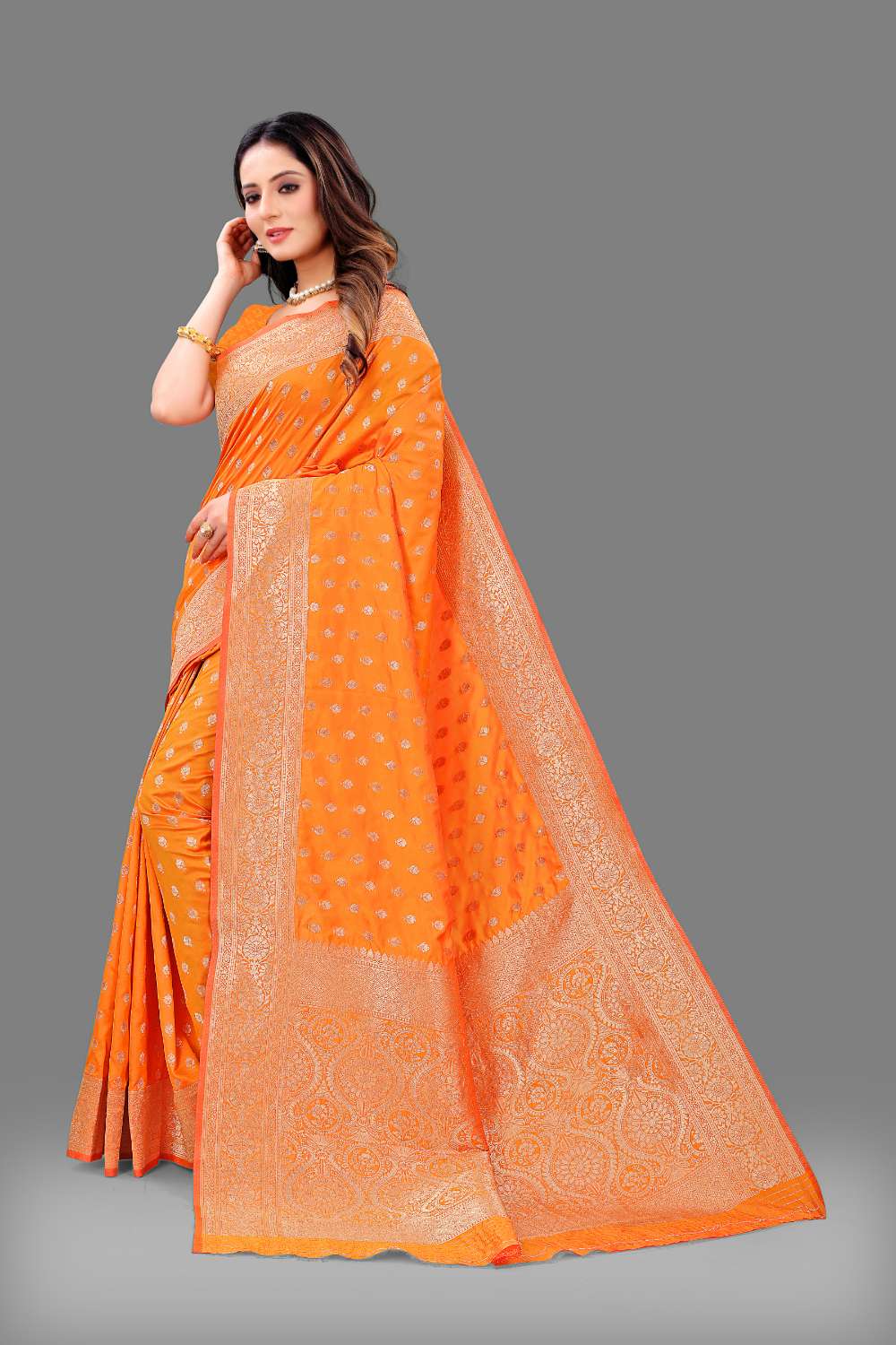 Women's Soft Lichi Silk Saree with Golden Zari Woven and Beautiful Rich Pallu Design & Jacquard Work Saree With Unstiched Blouse Piece.