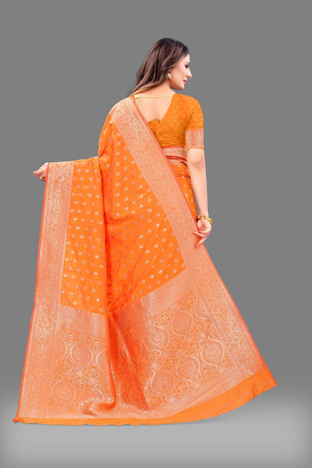 Women's Soft Lichi Silk Saree with Golden Zari Woven and Beautiful Rich Pallu Design & Jacquard Work Saree With Unstiched Blouse Piece.