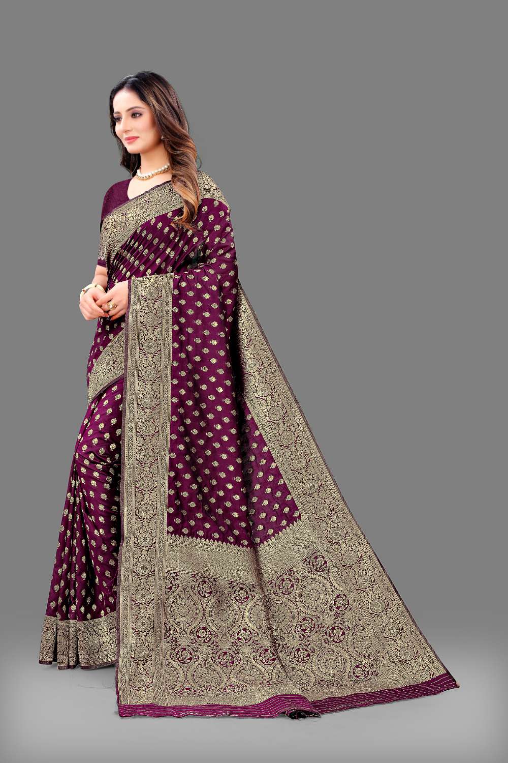 Women's Soft Lichi Silk Saree with Golden Zari Woven and Beautiful Rich Pallu Design & Jacquard Work Saree With Unstiched Blouse Piece.