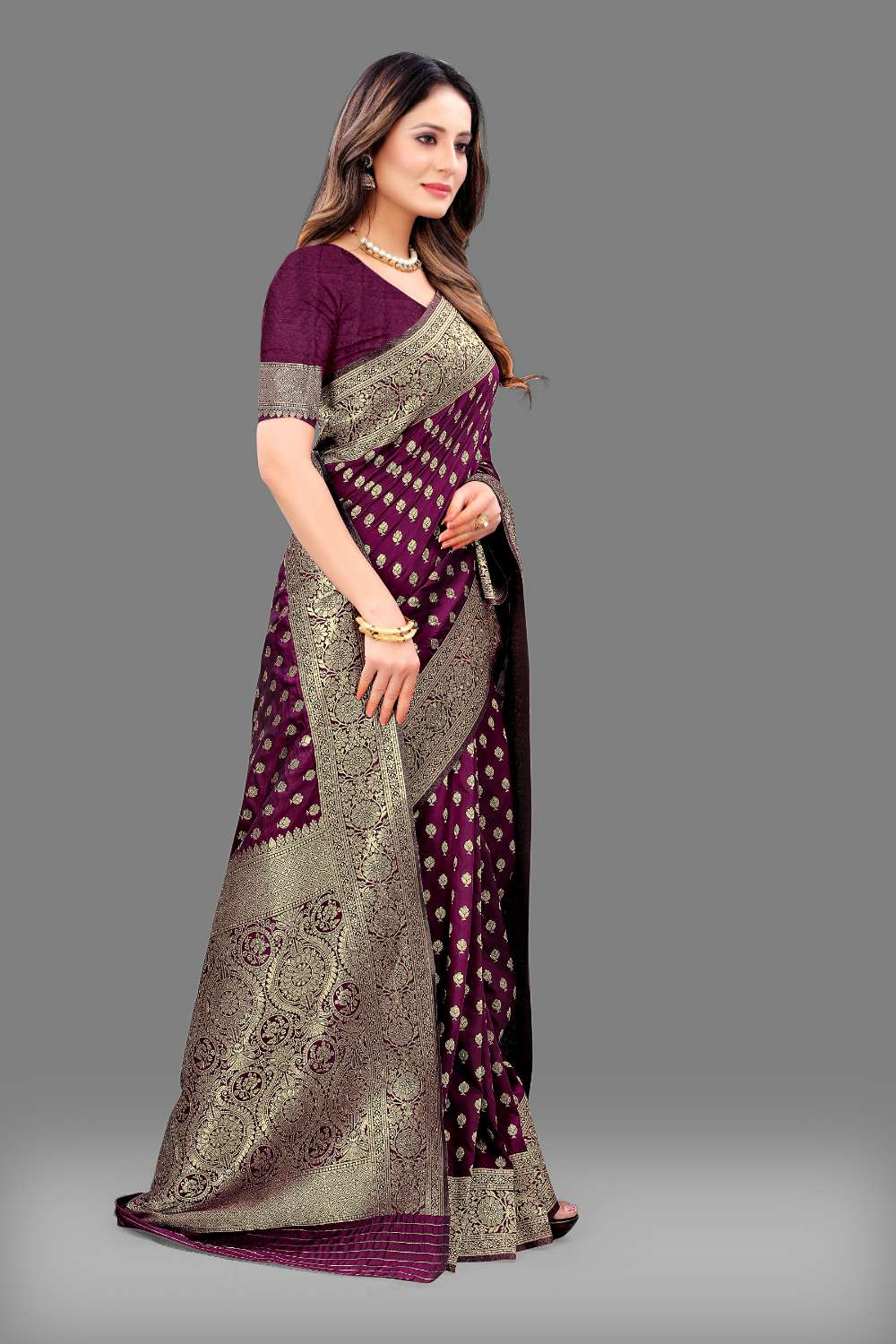 Women's Soft Lichi Silk Saree with Golden Zari Woven and Beautiful Rich Pallu Design & Jacquard Work Saree With Unstiched Blouse Piece.