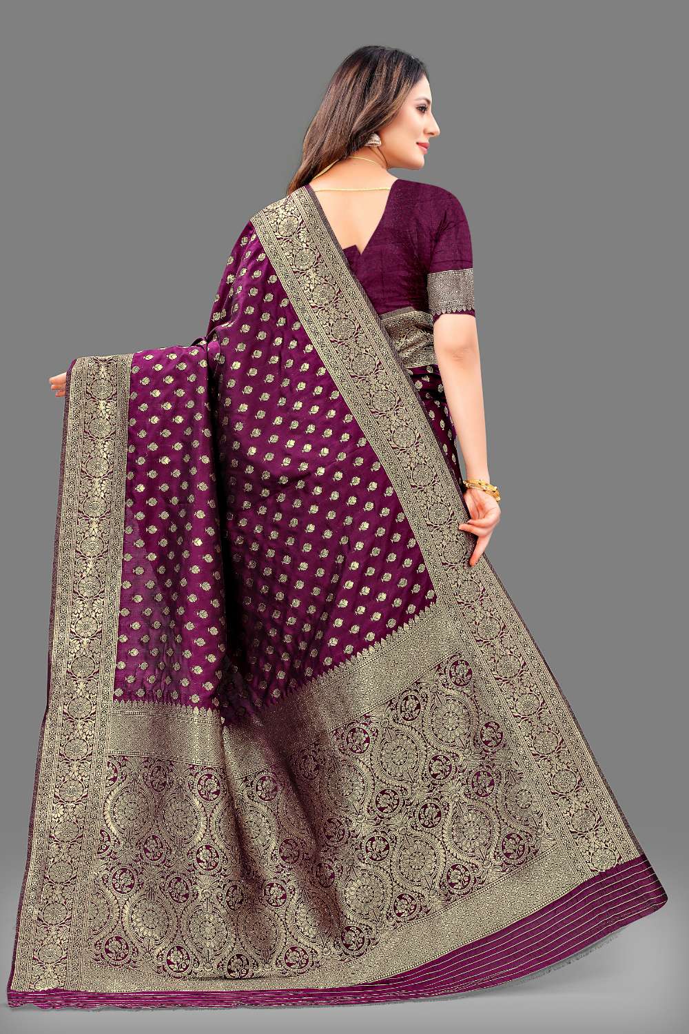 Women's Soft Lichi Silk Saree with Golden Zari Woven and Beautiful Rich Pallu Design & Jacquard Work Saree With Unstiched Blouse Piece.