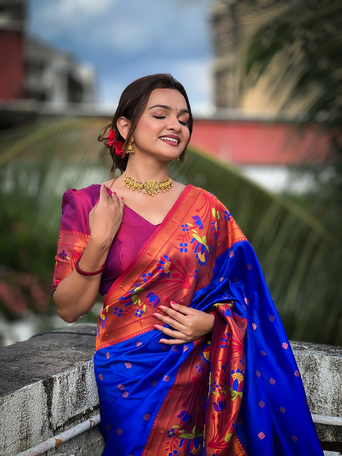 Blue Traditional Paithani Pure Silk Saree