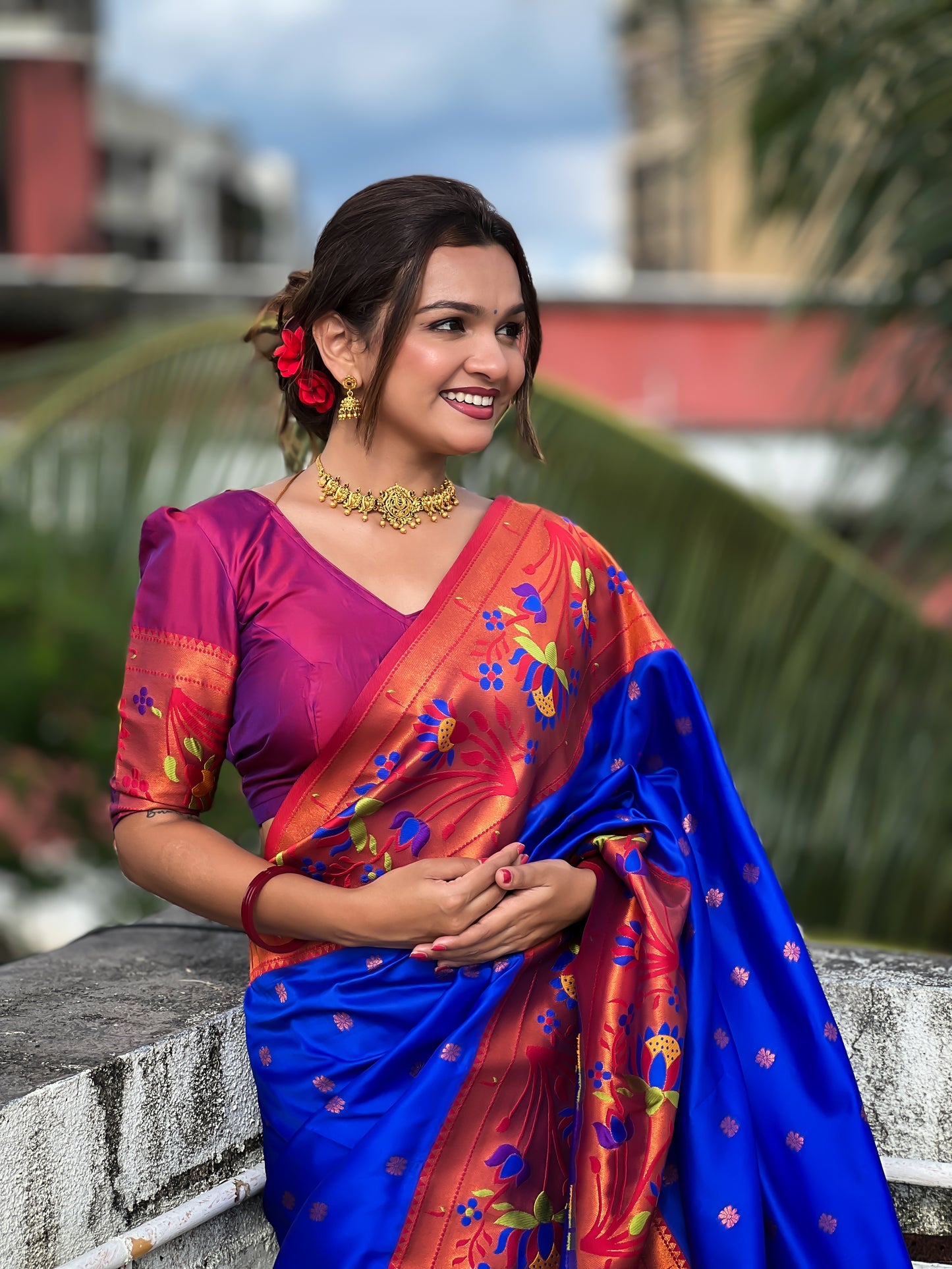 Blue Traditional Paithani Pure Silk Saree