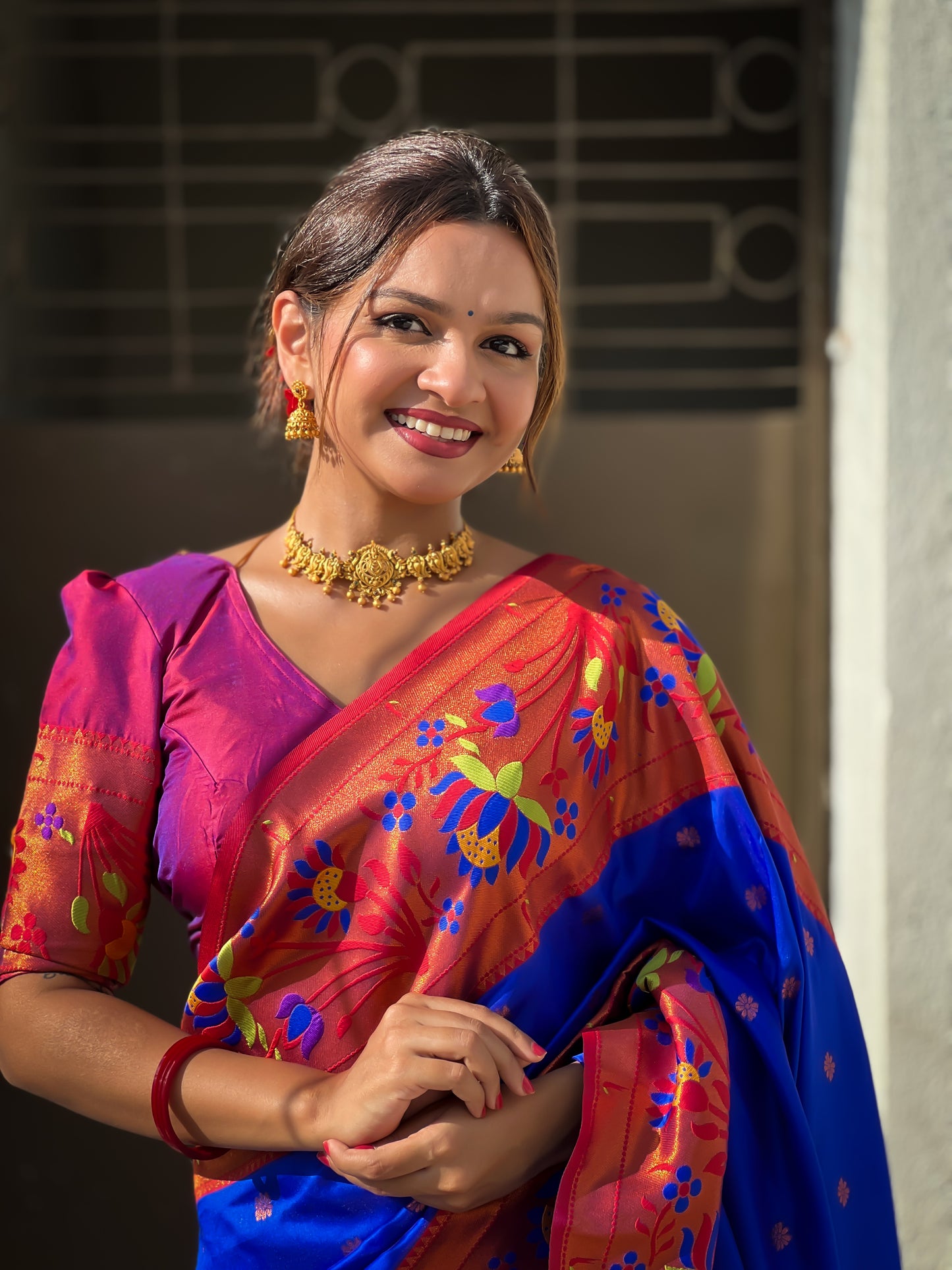 Blue Traditional Paithani Pure Silk Saree