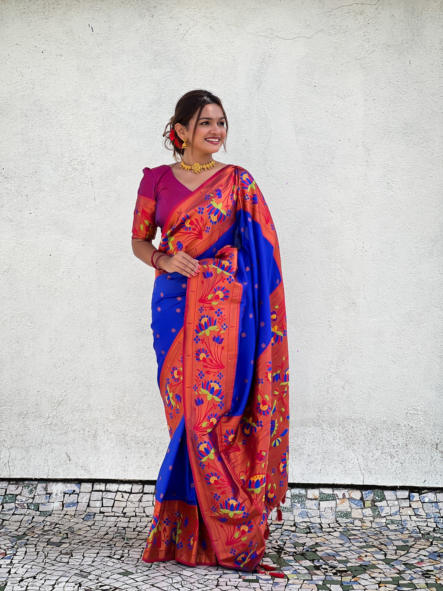 Blue Traditional Paithani Pure Silk Saree