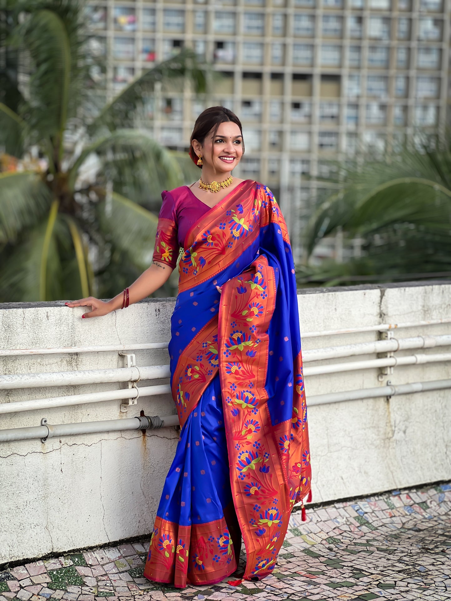 Blue Traditional Paithani Pure Silk Saree