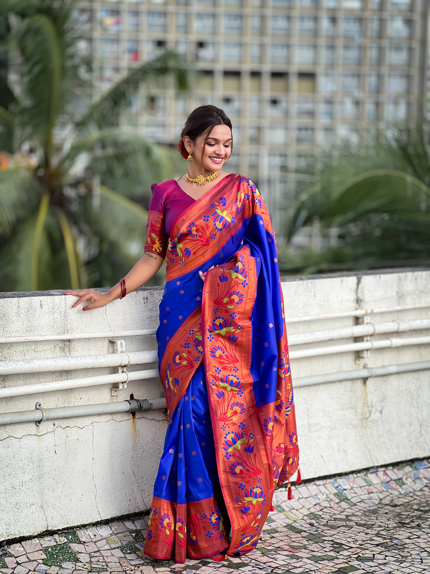 Blue Traditional Paithani Pure Silk Saree