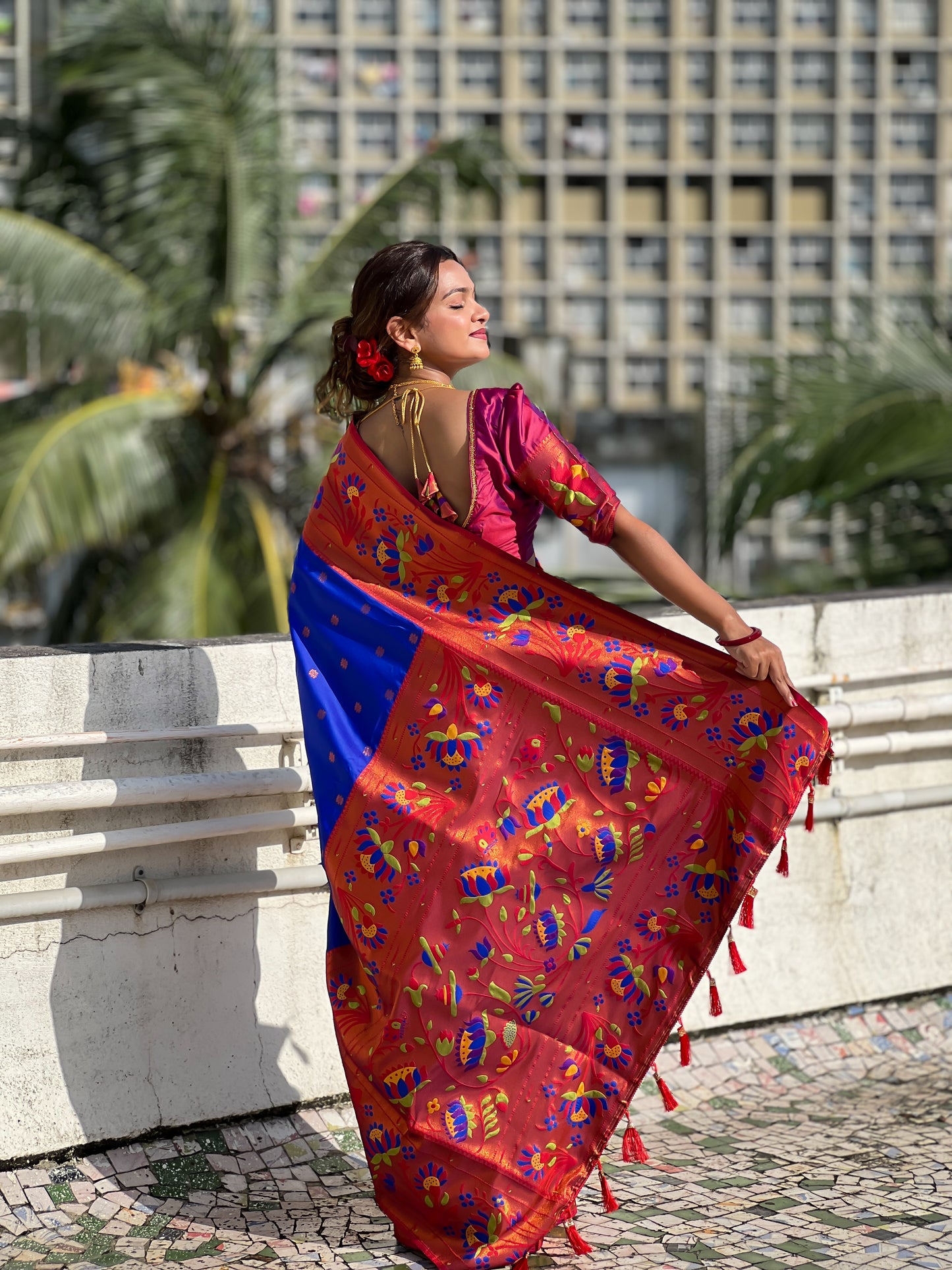 Blue Traditional Paithani Pure Silk Saree