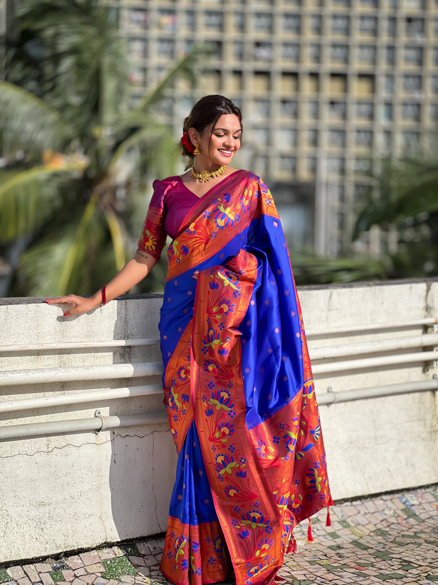 Blue Traditional Paithani Pure Silk Saree
