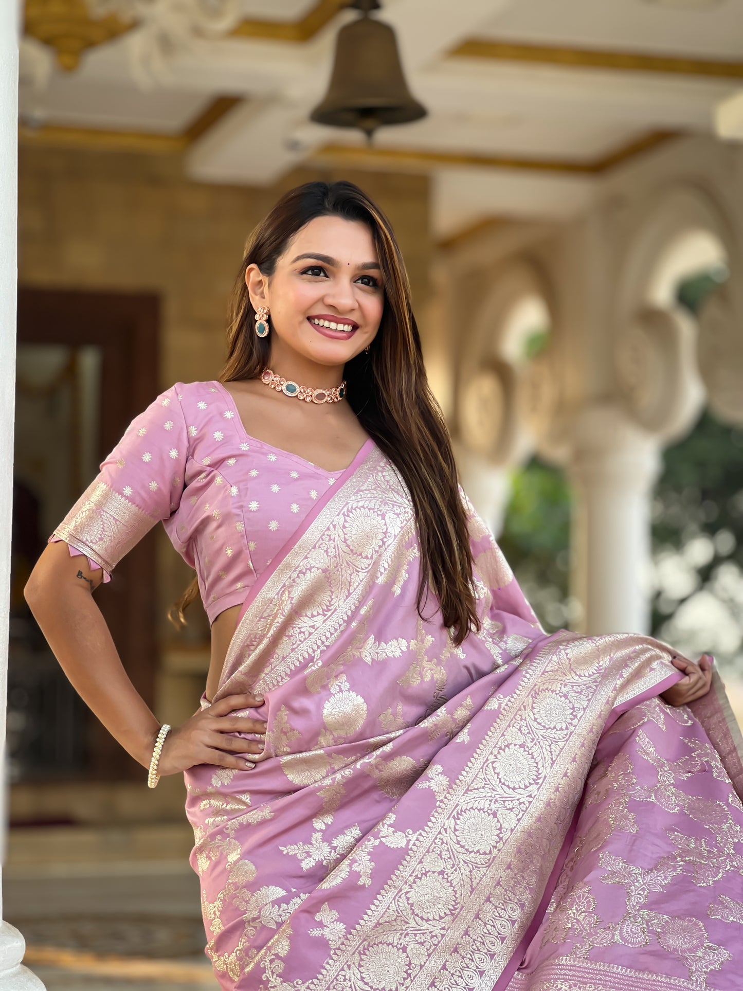 Wonderful Baby Pink Soft Banarasi Silk Saree With Attractive Blouse Piece