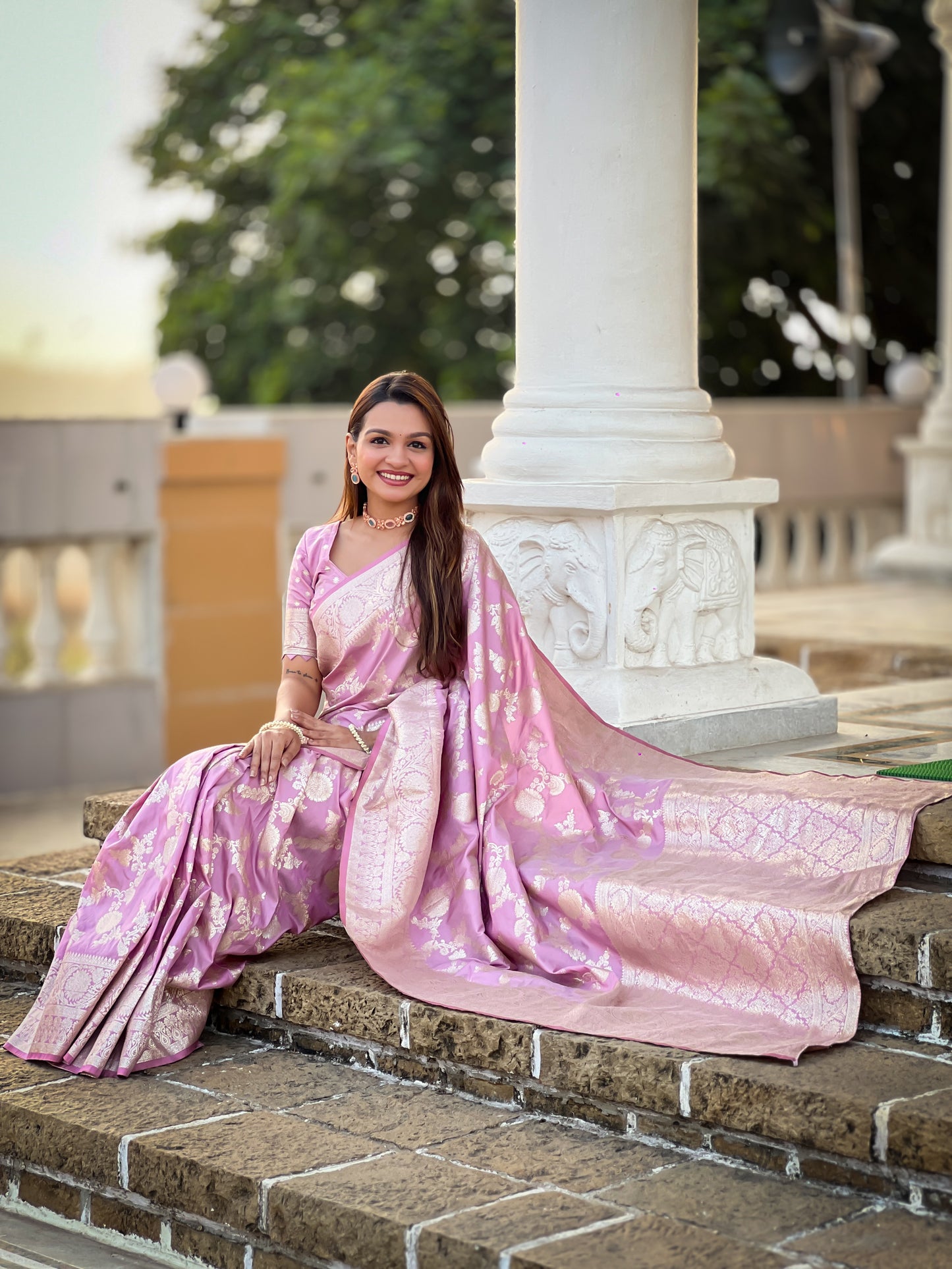 Wonderful Baby Pink Soft Banarasi Silk Saree With Attractive Blouse Piece
