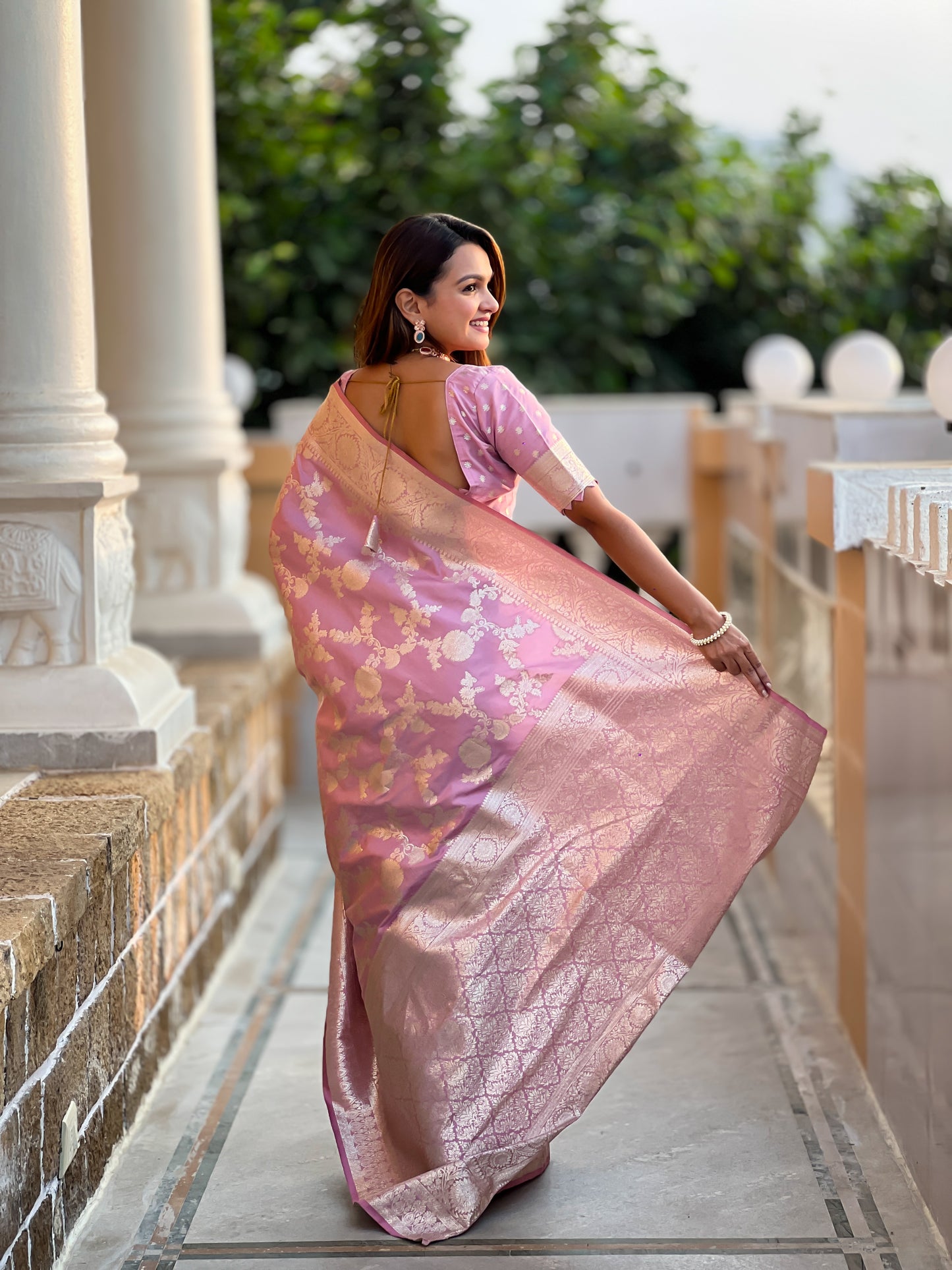Wonderful Baby Pink Soft Banarasi Silk Saree With Attractive Blouse Piece