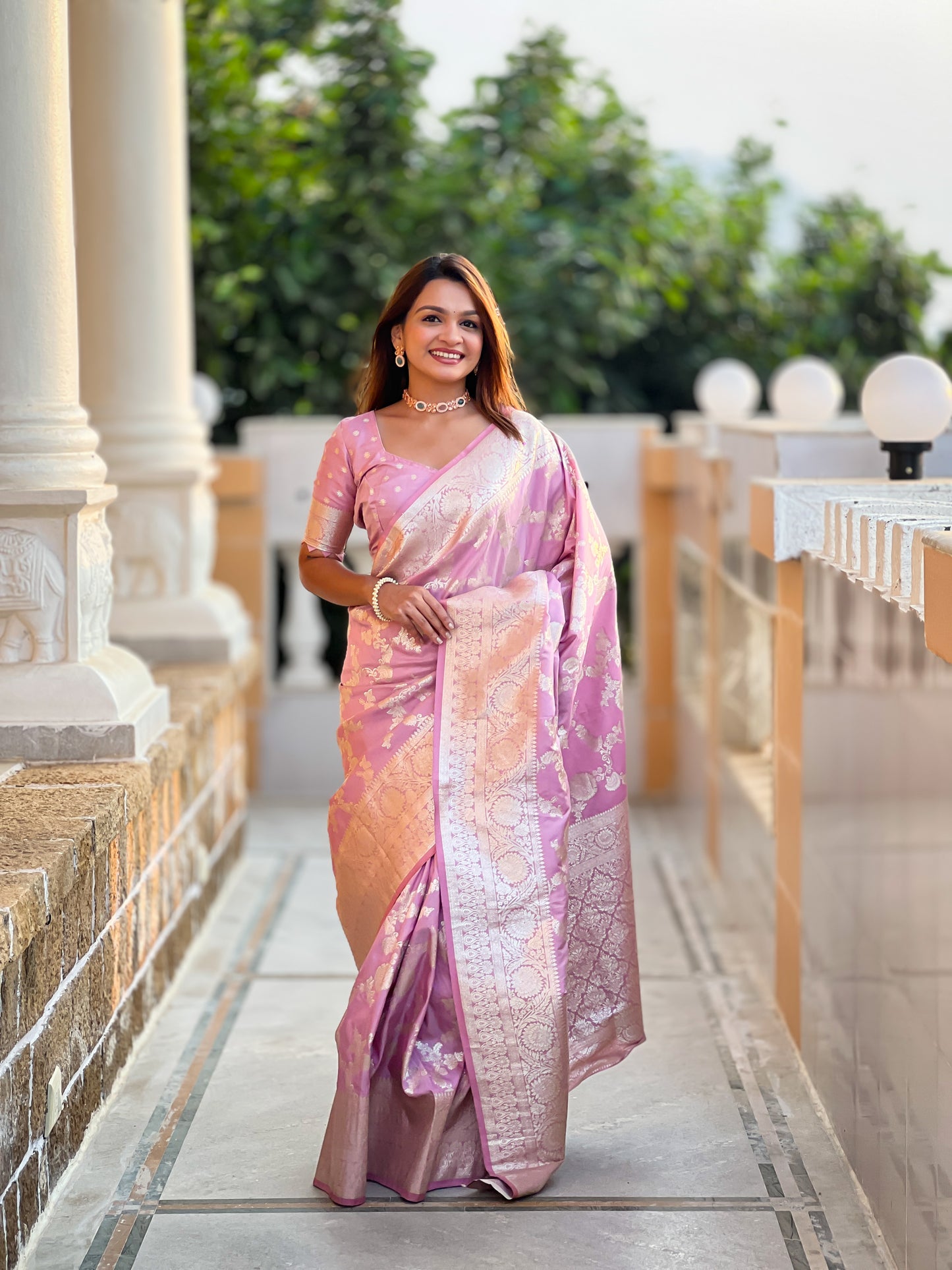 Wonderful Baby Pink Soft Banarasi Silk Saree With Attractive Blouse Piece
