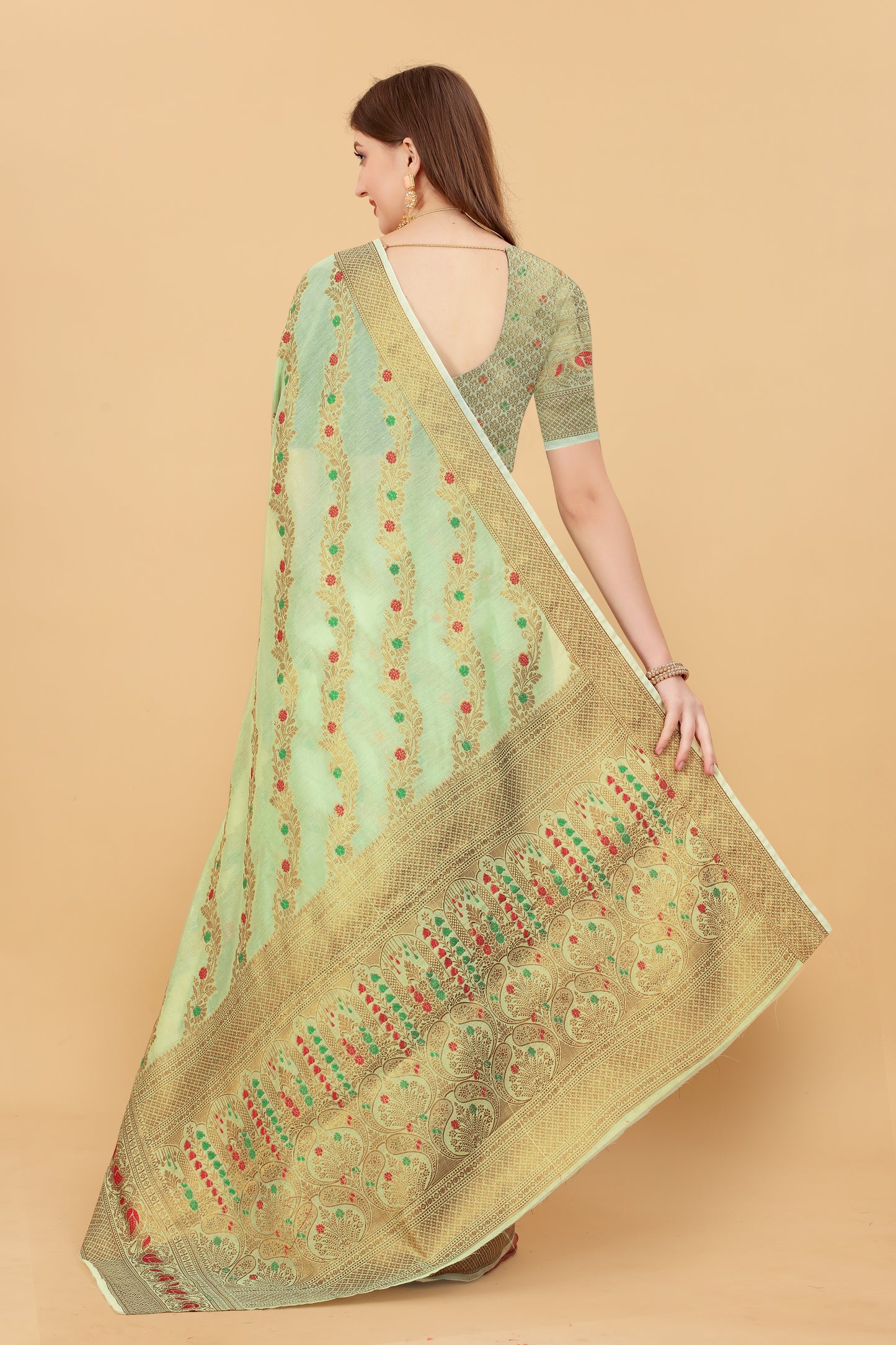 Soft cotton saree with zari weawing design and Rich Zari weawing Pallu with zari weawing border