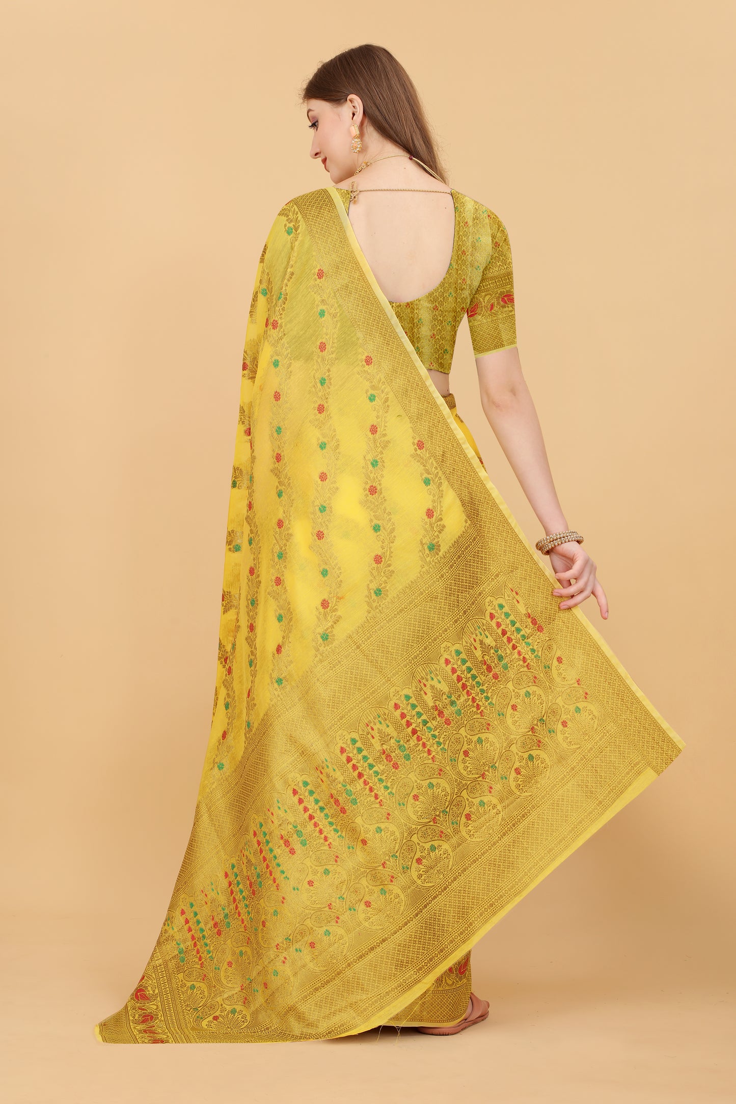 Soft cotton saree with zari weawing design and Rich Zari weawing Pallu with zari weawing border