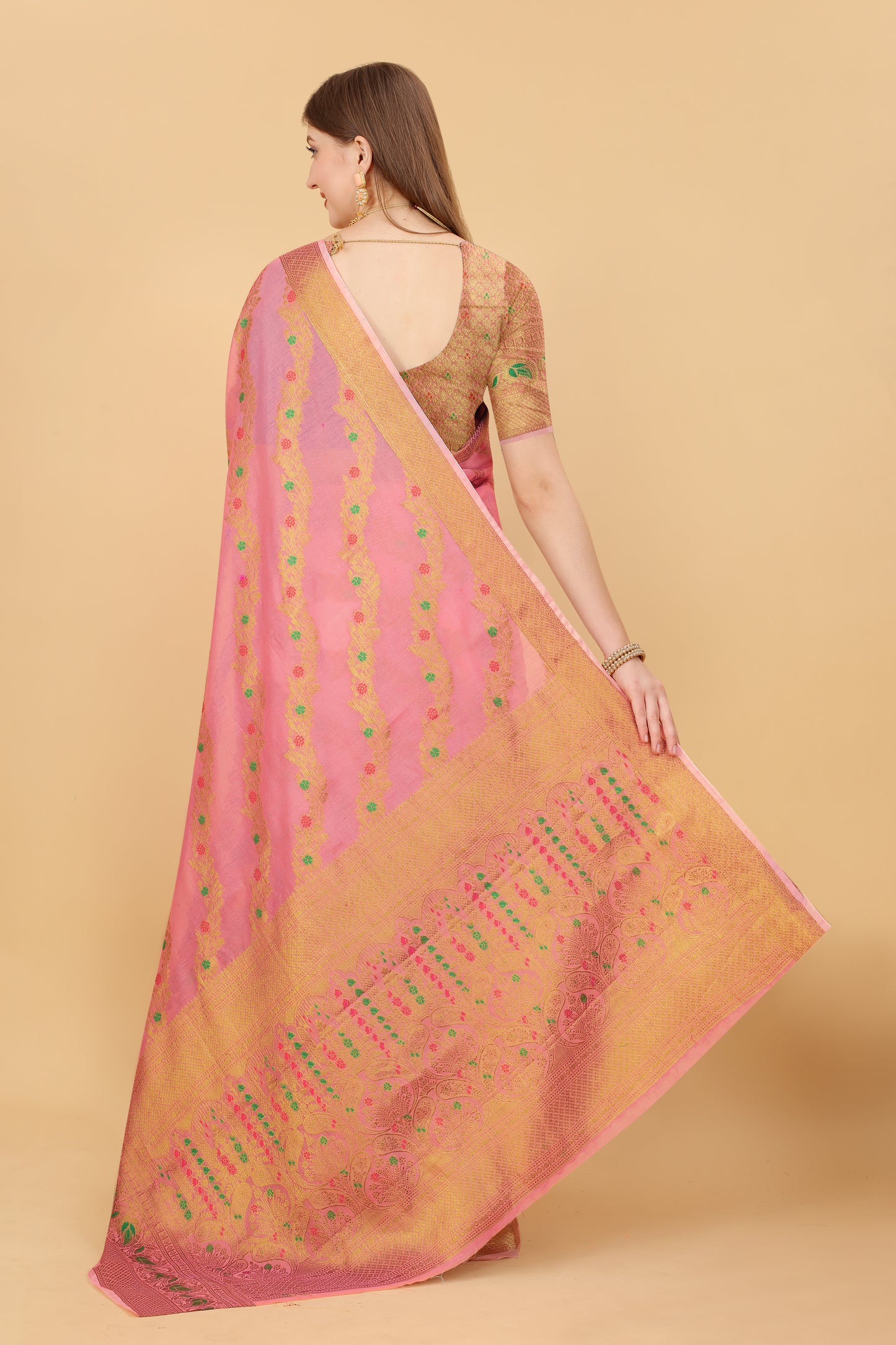 Soft cotton saree with zari weawing design and Rich Zari weawing Pallu with zari weawing border